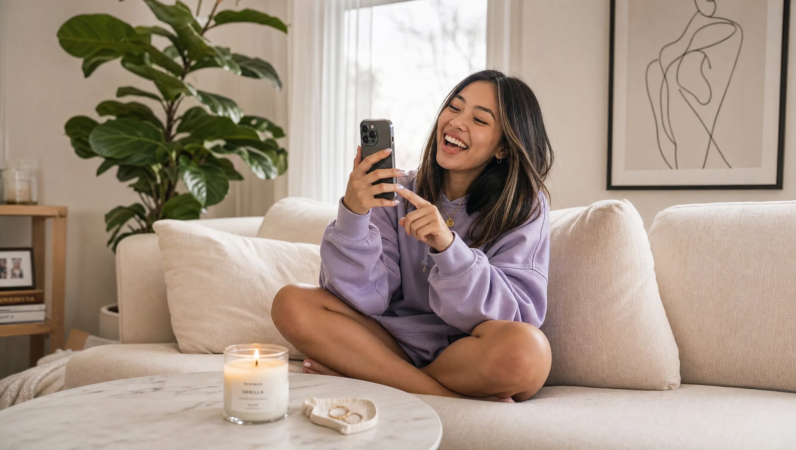 Content creator watching automated Instagram comment replies on their smartphone